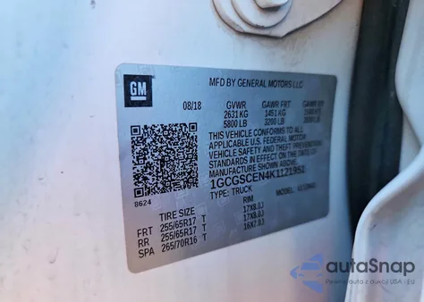 2019 Chevrolet Colorado Lt из США, поврежденный, VIN 1GCGSCEN4K1121951